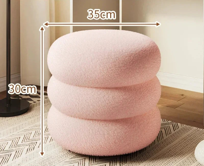 Tabouret pouf en bois tissu peluche