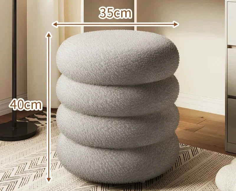 Tabouret pouf en bois tissu peluche