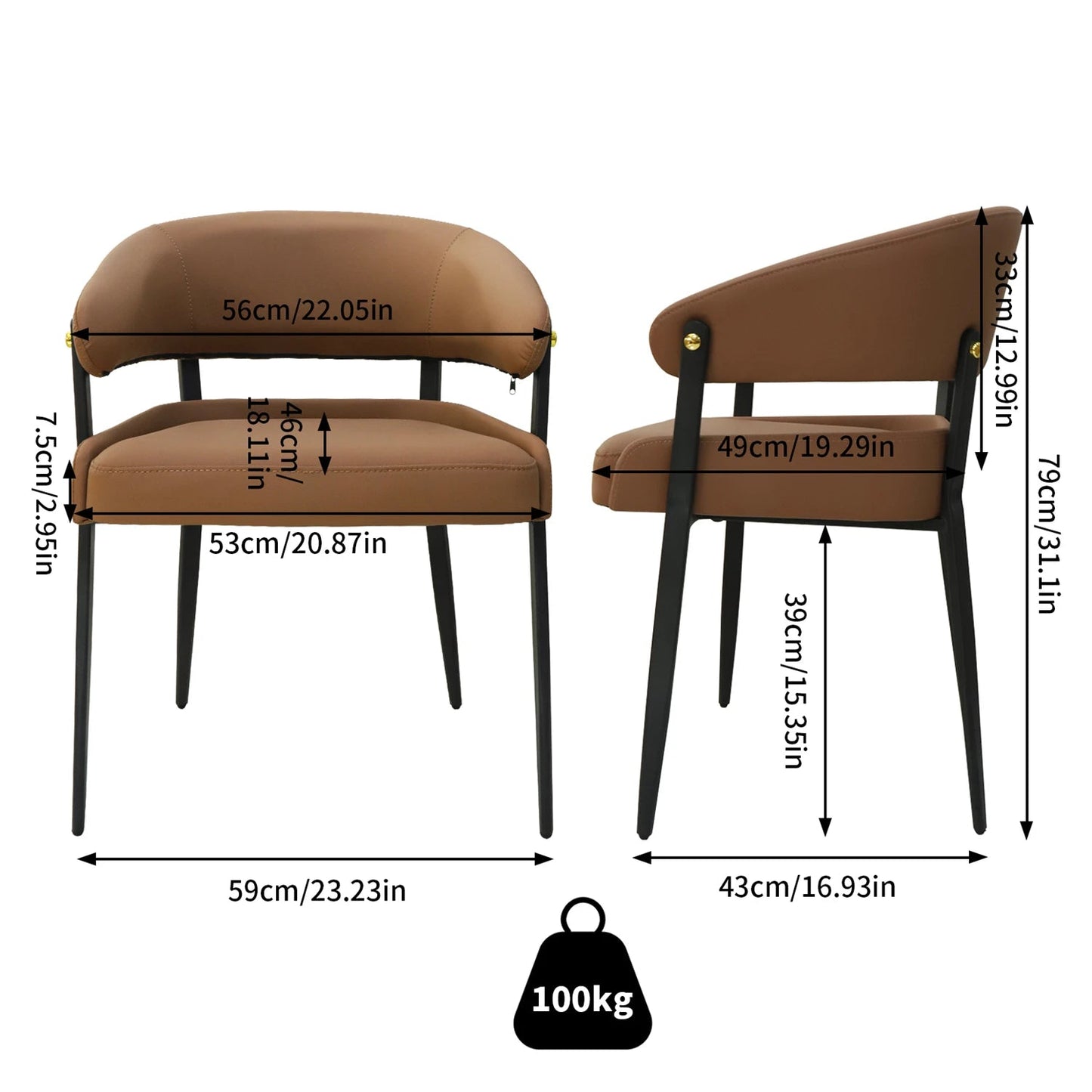 Lot de 2 chaises de salle à manger