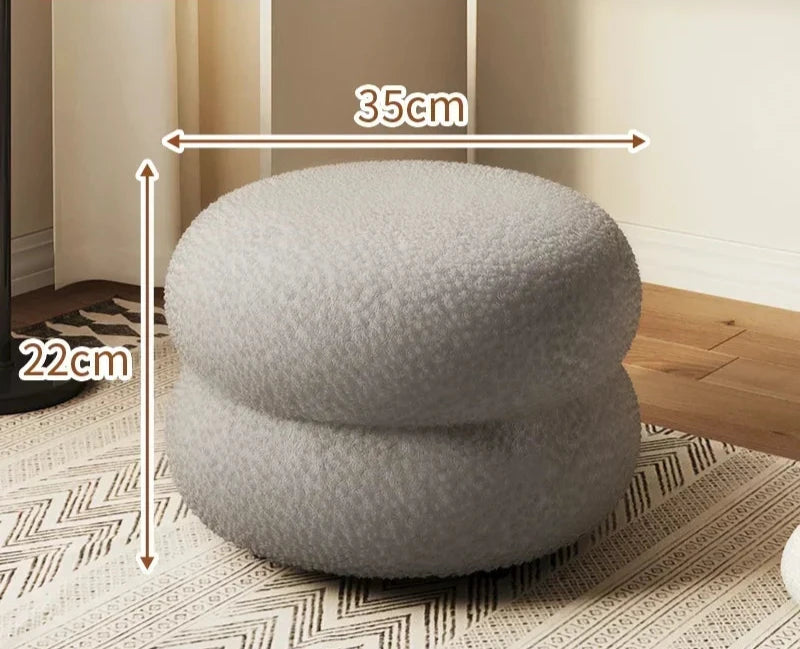 Tabouret pouf en bois tissu peluche
