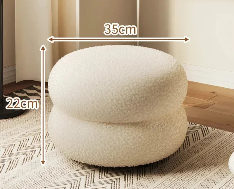 Tabouret pouf en bois tissu peluche