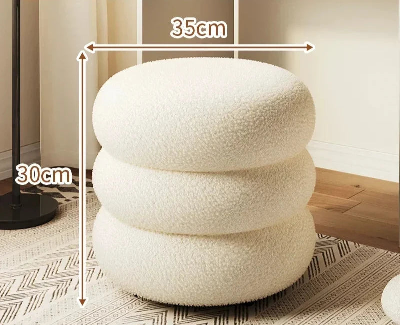 Tabouret pouf en bois tissu peluche