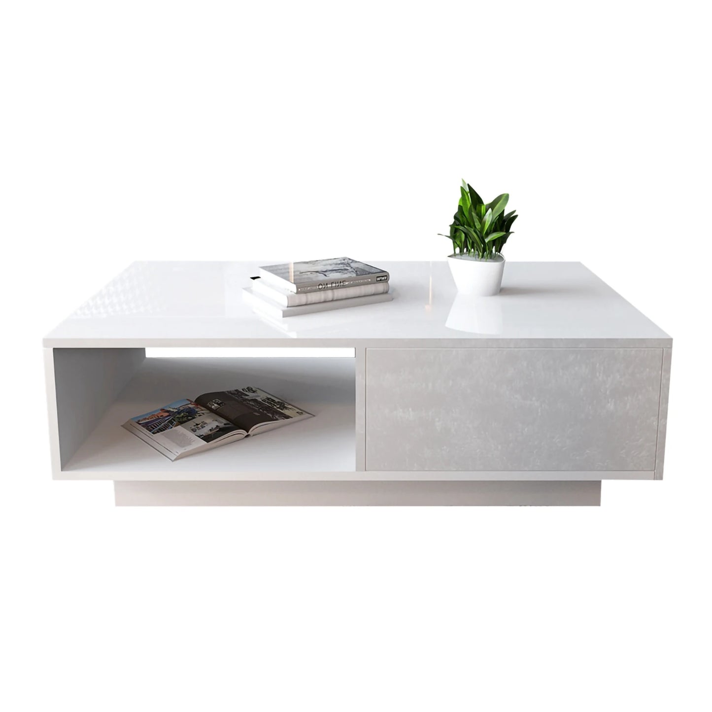 Table basse rectangulaire moderne avec éclairage LED