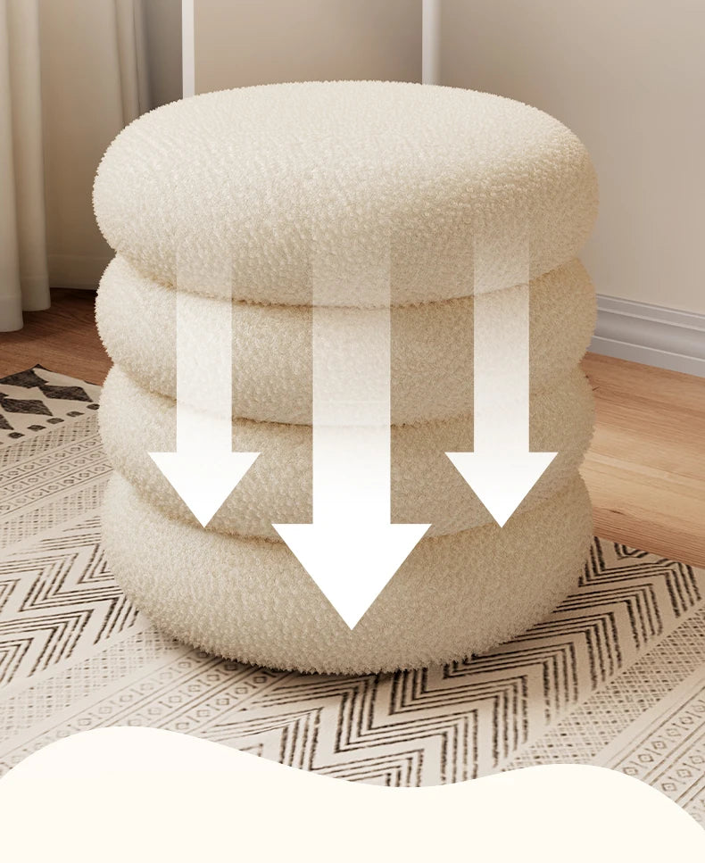 Tabouret pouf en bois tissu peluche
