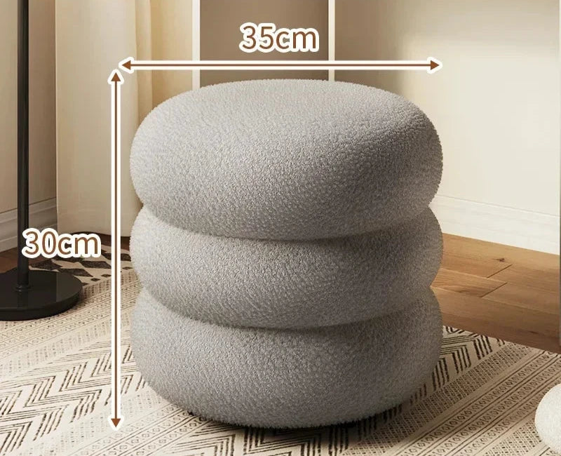 Tabouret pouf en bois tissu peluche