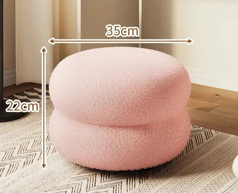 Tabouret pouf en bois tissu peluche