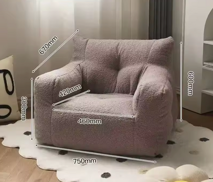 Fauteuil Marina minimaliste en tissu peluche