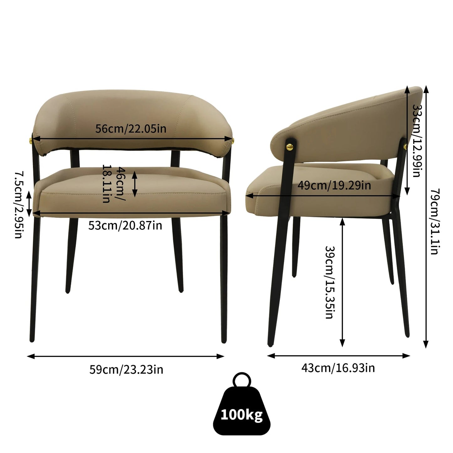 Lot de 2 chaises de salle à manger